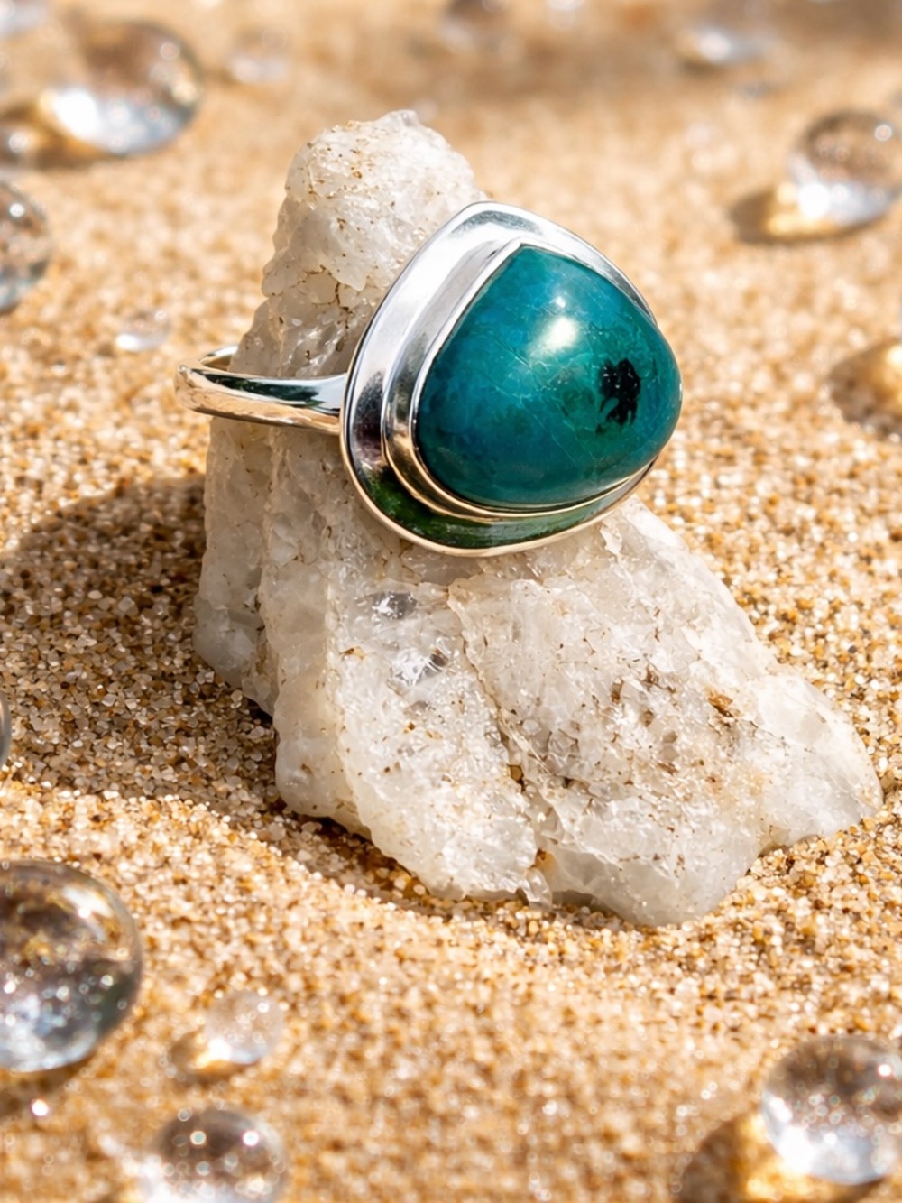 Azurite Chrysocolla Ring - Picture 3 of 15